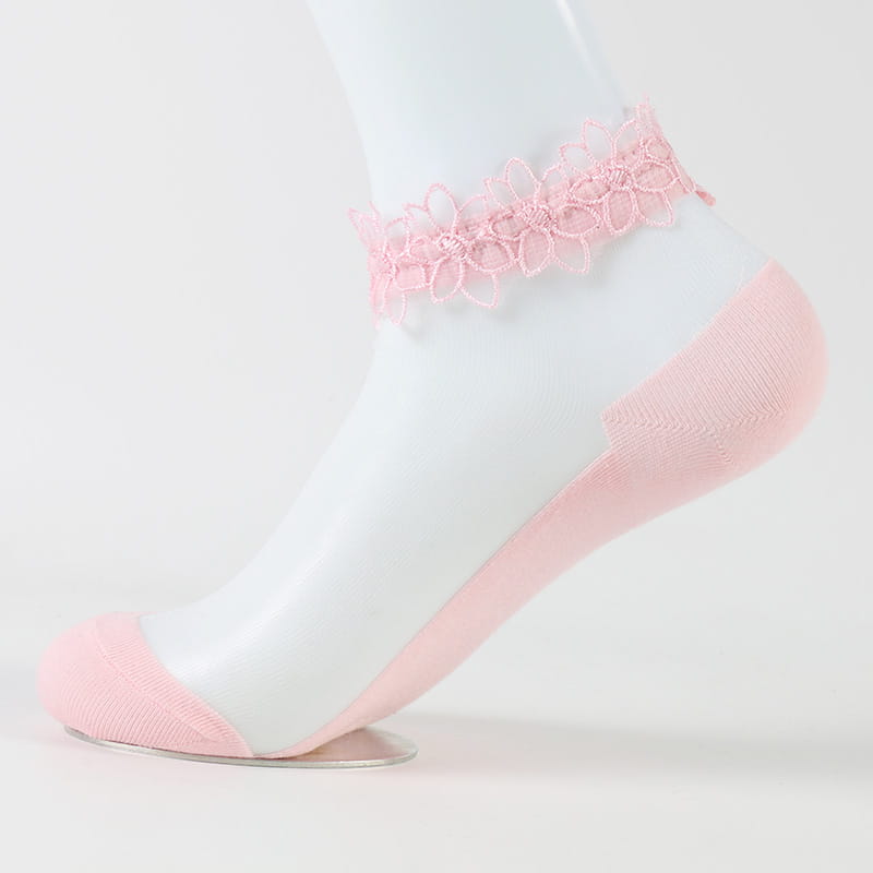 Großhandel süße Mädchen transparente Spitze Damen transparente Seidensocken Damen