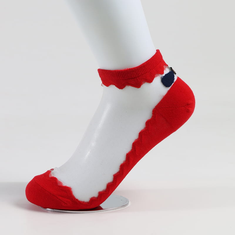 Sommer-Bogenknoten-Spitze-Dame-Sockenfabrik-Frauen-bequeme transparente Kristallseidensocken