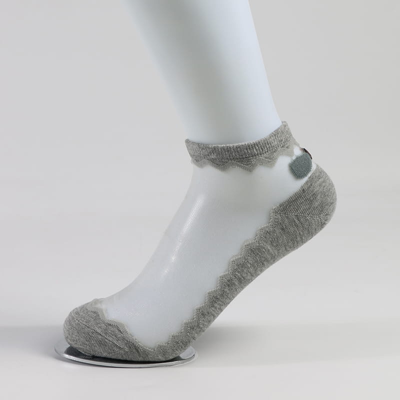 Sommer-Bogenknoten-Spitze-Dame-Sockenfabrik-Frauen-bequeme transparente Kristallseidensocken