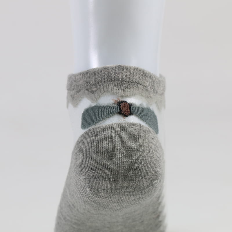 Sommer-Bogenknoten-Spitze-Dame-Sockenfabrik-Frauen-bequeme transparente Kristallseidensocken