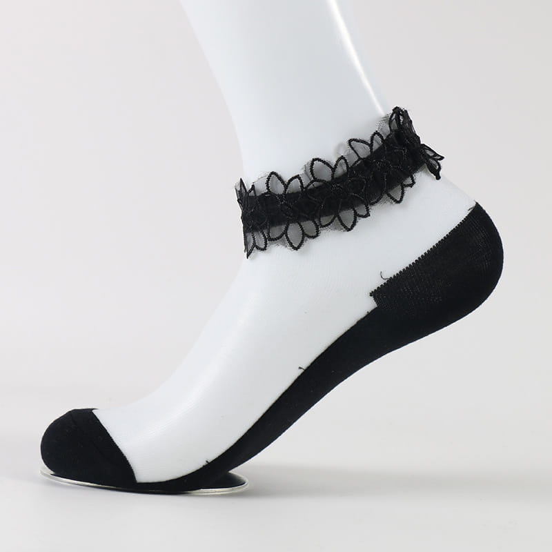 Großhandel süße Mädchen transparente Spitze Damen transparente Seidensocken Damen