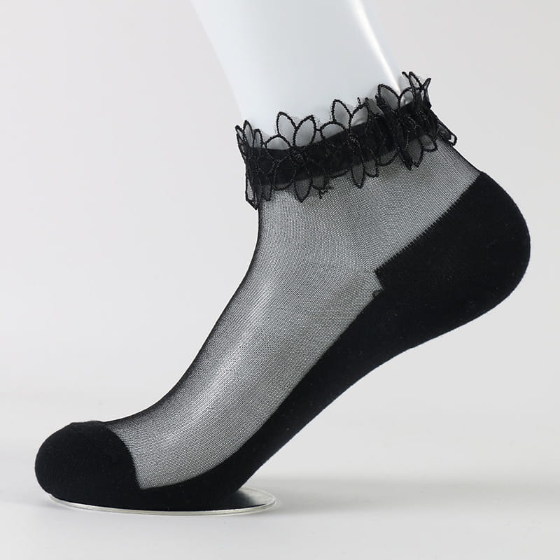 Großhandel süße Mädchen transparente Spitze Damen transparente Seidensocken Damen