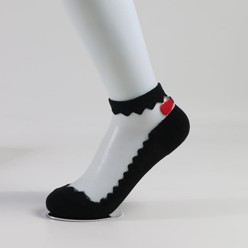 Sommer-Bogenknoten-Spitze-Dame-Sockenfabrik-Frauen-bequeme transparente Kristallseidensocken