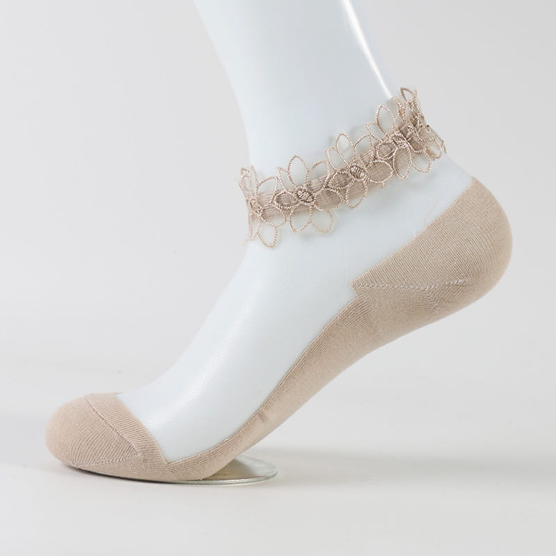 Großhandel süße Mädchen transparente Spitze Damen transparente Seidensocken Damen