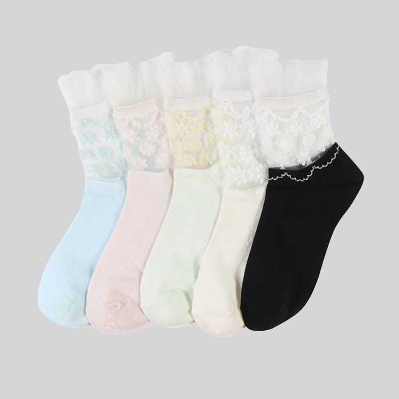 Koreanische Mode und bequeme transparente Damen-Baumwollsocken aus Luokou-Glasseide