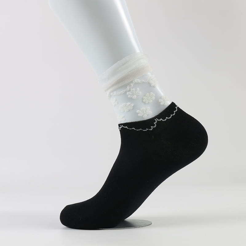 Koreanische Mode und bequeme transparente Damen-Baumwollsocken aus Luokou-Glasseide