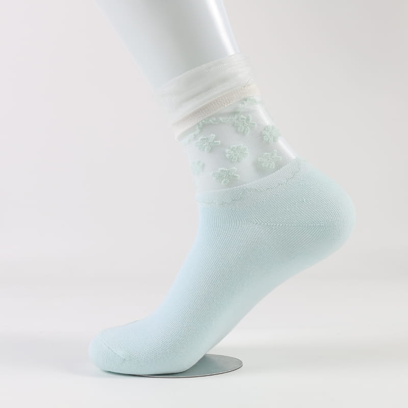 Koreanische Mode und bequeme transparente Damen-Baumwollsocken aus Luokou-Glasseide