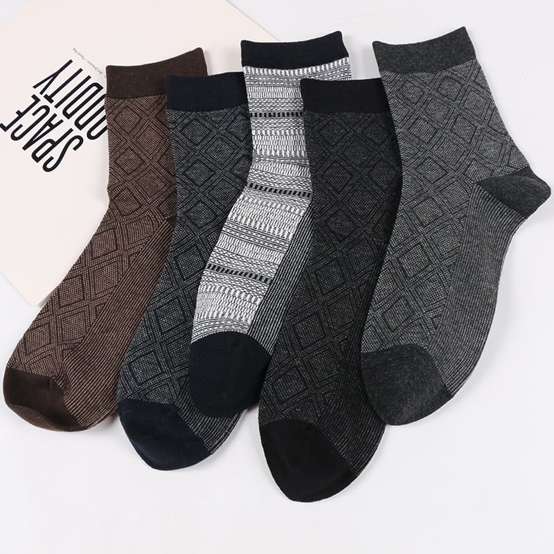 Großhandel Winter Neu Rautenmuster Casual Business Baumwolle Herrensocken