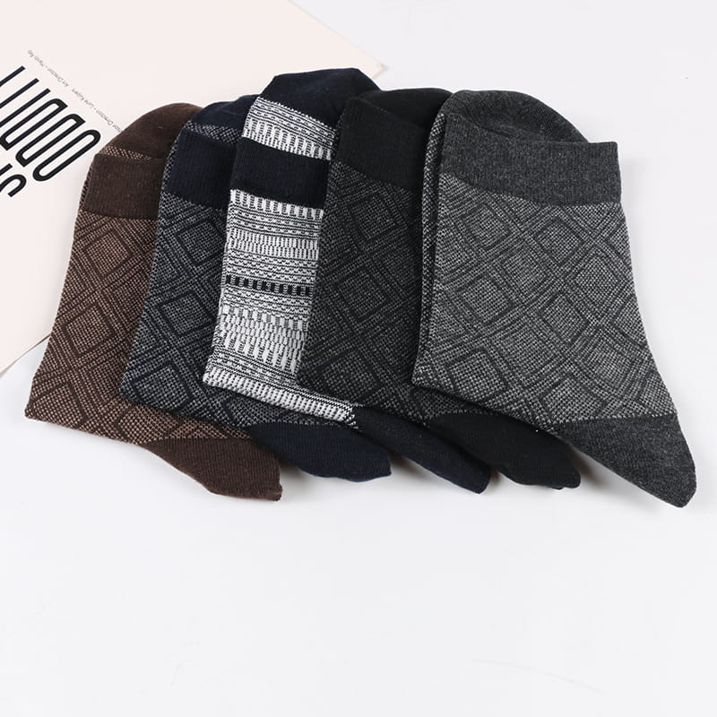 Großhandel Winter Neu Rautenmuster Casual Business Baumwolle Herrensocken