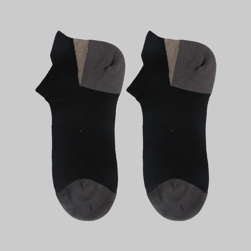 Farblich passende atmungsaktive Mesh-Großhandels-Knöchel-Herren-Socken aus schwarzem Bambus