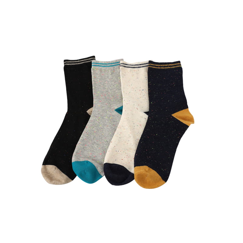 Handgenähte Baumwoll-Herrensocken aus gekämmter Baumwolle mit Farbpunktgarnbündchen und horizontalen Streifen