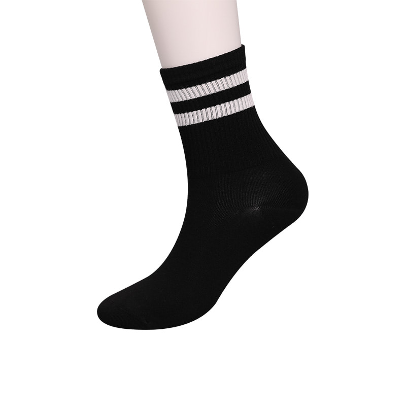 Weiches, gesponnenes Seidennylon, überzogen mit Ammoniak, 2 horizontalen Streifen und verstärkten, handgenähten Damensocken WSD1536