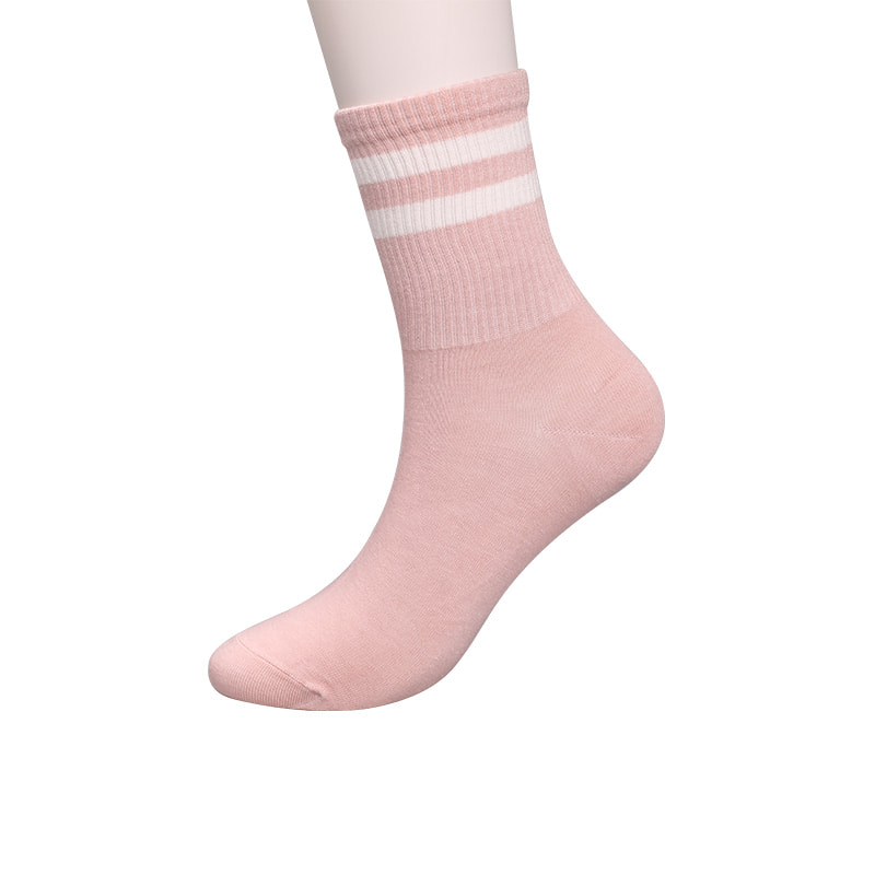 Weiches, gesponnenes Seidennylon, überzogen mit Ammoniak, 2 horizontalen Streifen und verstärkten, handgenähten Damensocken WSD1536