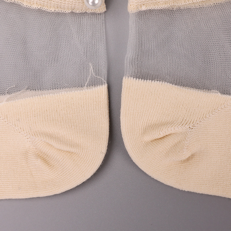 Mode nylon transparent seide baumwolle unten frauen boot socken top perle glas kristall seide frauen boot socken WSD1288