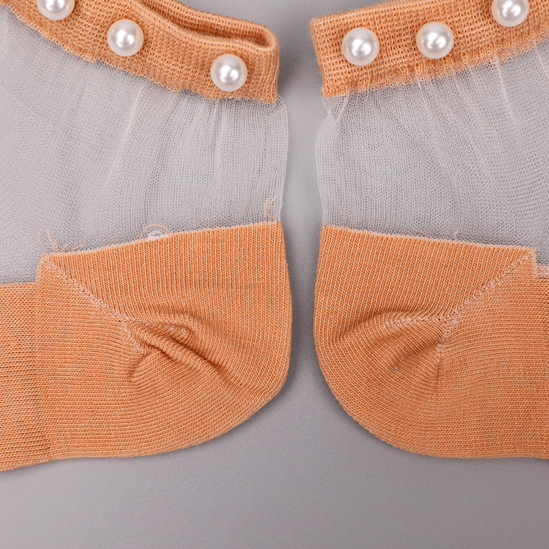 Mode nylon transparent seide baumwolle unten frauen boot socken top perle glas kristall seide frauen boot socken WSD1288