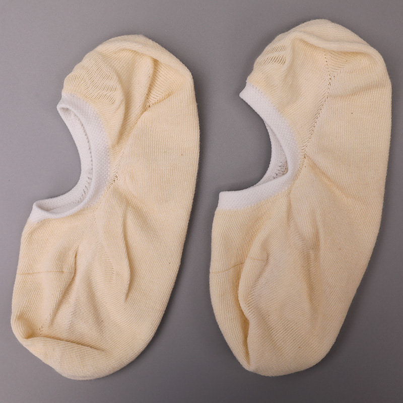 Unsichtbare, handgenähte Damensocken aus naturfarbener Baumwolle, Mesh, WSD1401