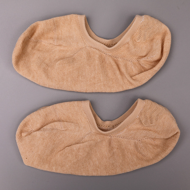 Unsichtbare, handgenähte Damensocken aus naturfarbener Baumwolle, Mesh, WSD1401