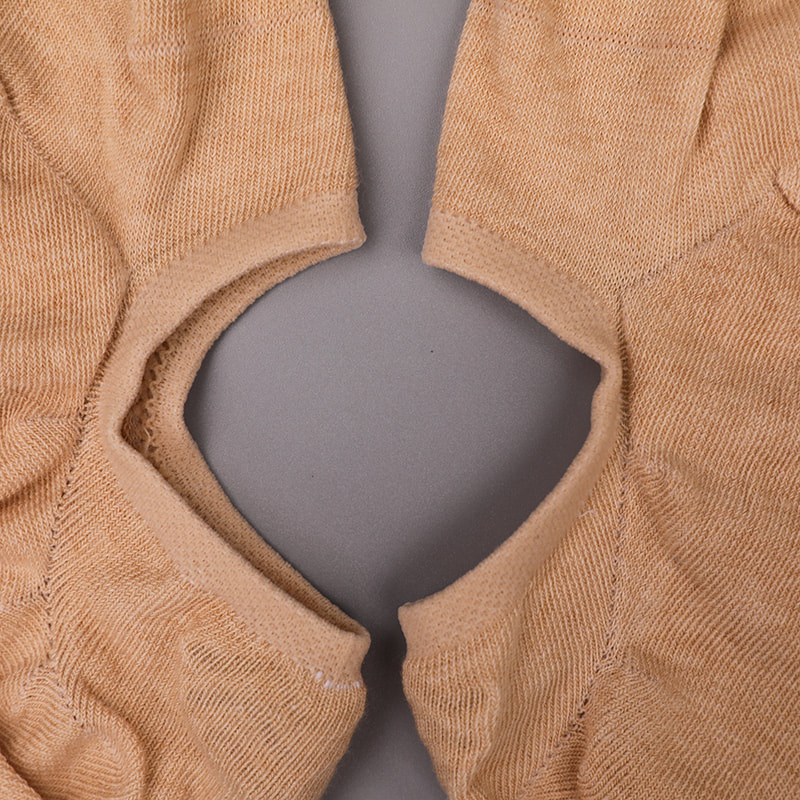 Unsichtbare, handgenähte Damensocken aus naturfarbener Baumwolle, Mesh, WSD1401
