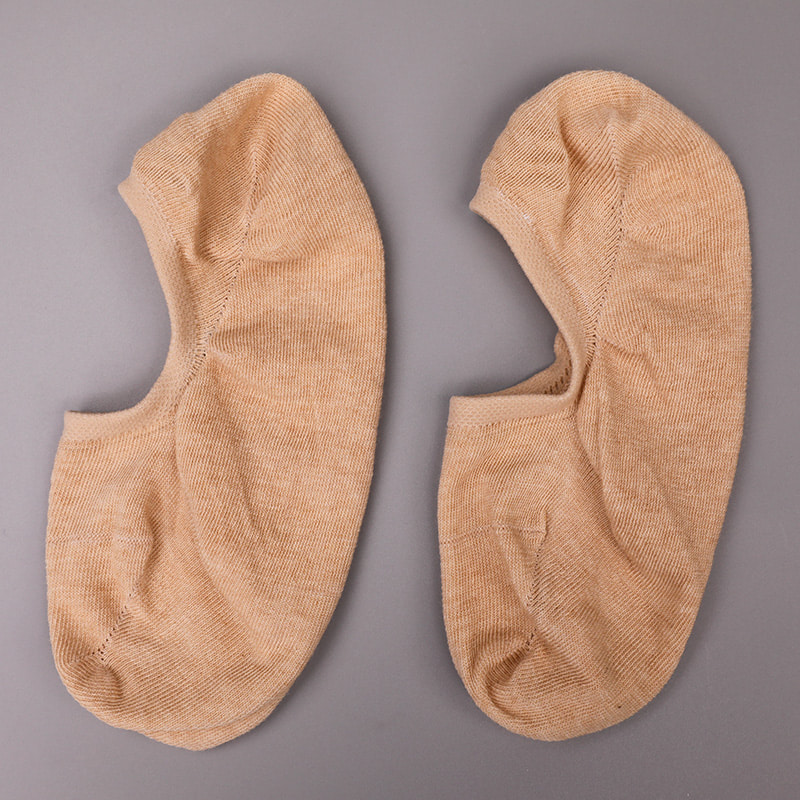 Unsichtbare, handgenähte Damensocken aus naturfarbener Baumwolle, Mesh, WSD1401