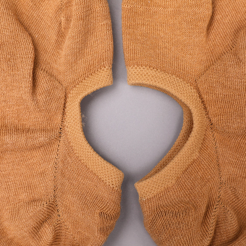 Unsichtbare, handgenähte Damensocken aus naturfarbener Baumwolle, Mesh, WSD1401