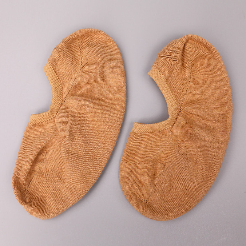 Unsichtbare, handgenähte Damensocken aus naturfarbener Baumwolle, Mesh, WSD1401