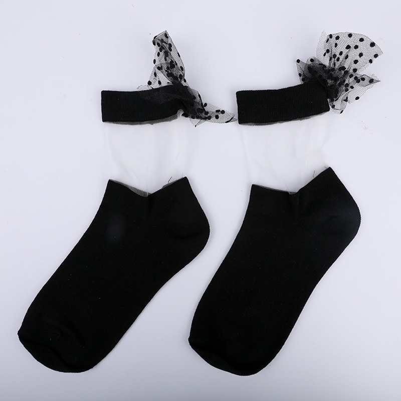 Mode glas seide baumwolle unten frauen socken naht transparente seide bowknot frauen socken Kristall seide frauen socken WSD1911