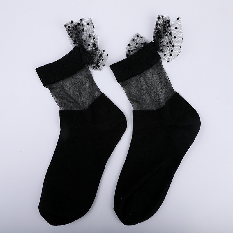 Mode glas seide baumwolle unten frauen socken naht transparente seide bowknot frauen socken Kristall seide frauen socken WSD1911