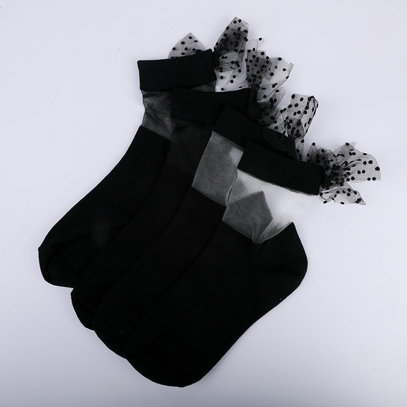 Mode glas seide baumwolle unten frauen socken naht transparente seide bowknot frauen socken Kristall seide frauen socken WSD1911