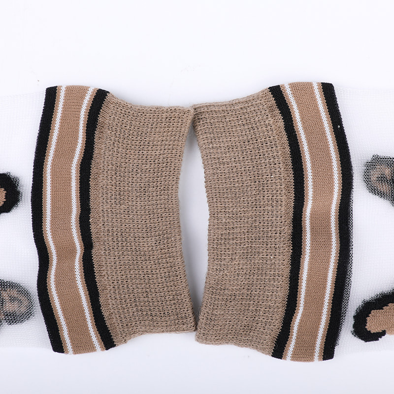 Mode transparente Nylon-Seide-Baumwoll-Unterseite Damensocken Leopardenmuster Blume transparente Seiden-Damensocken Kristallseide-Damensocken WSD1939