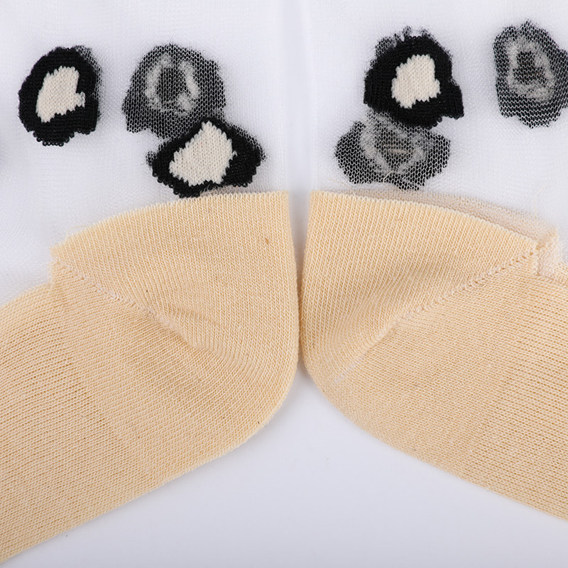 Mode transparente Nylon-Seide-Baumwoll-Unterseite Damensocken Leopardenmuster Blume transparente Seiden-Damensocken Kristallseide-Damensocken WSD1939