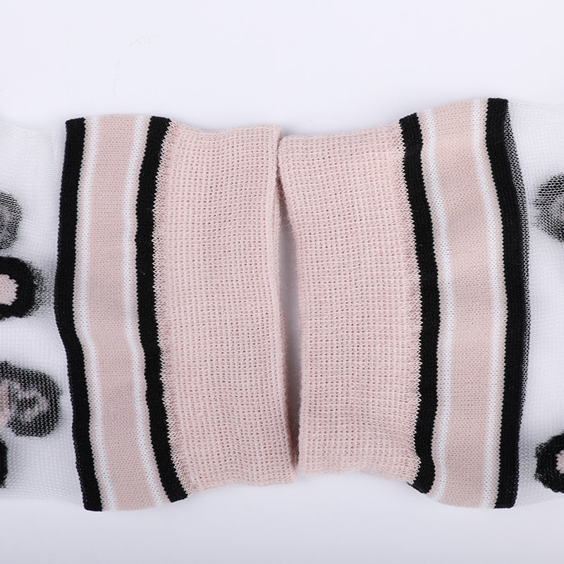 Mode transparente Nylon-Seide-Baumwoll-Unterseite Damensocken Leopardenmuster Blume transparente Seiden-Damensocken Kristallseide-Damensocken WSD1939