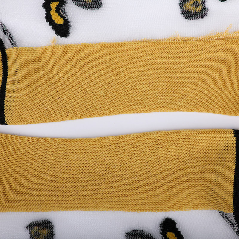 Mode transparente Nylon-Seide-Baumwoll-Unterseite Damensocken Leopardenmuster Blume transparente Seiden-Damensocken Kristallseide-Damensocken WSD1939