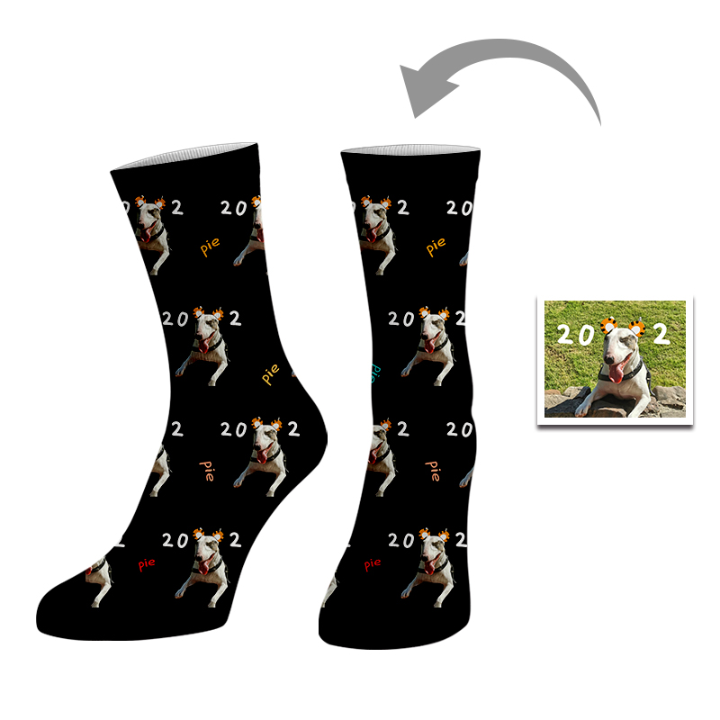 Mode, individuelle Größe, schwarzer Absatz, blanko, weißes Polyester, Menge, individuelles Gesicht, 3D-gedruckte Socken