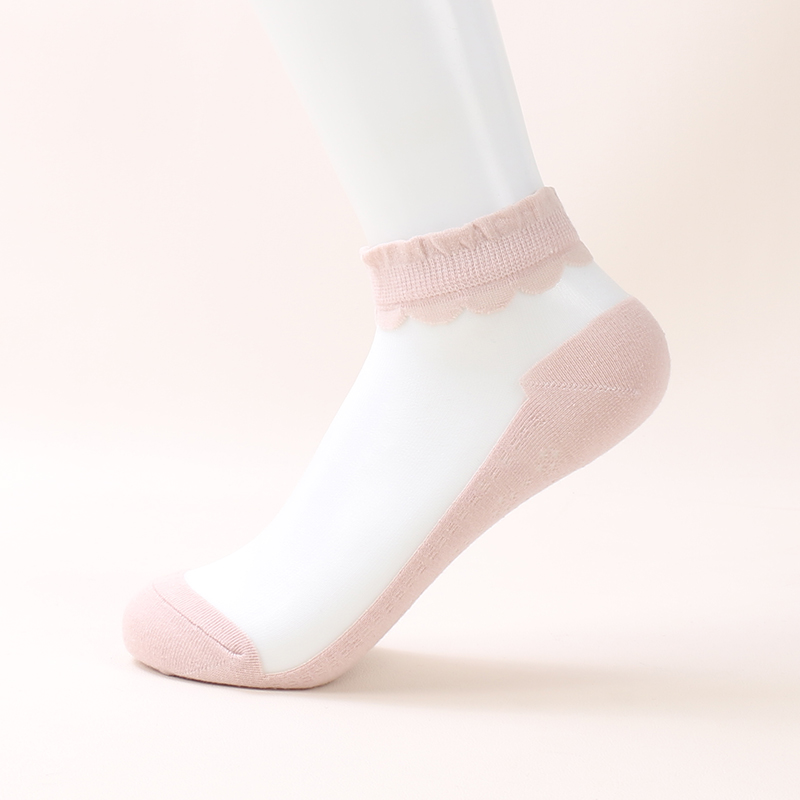 Sommer heißer Verkauf unsichtbare bunte Mode Kristall Seide Low Cut Frauen transparente Socken