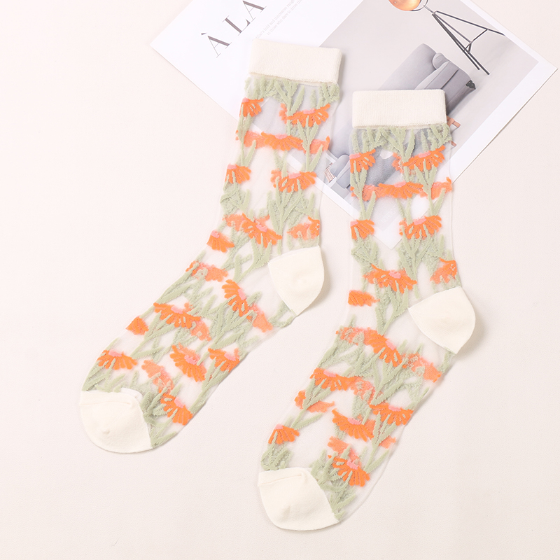 Großhandel Sommer dünne Frauen Crew Socken Mode transparente transparente Socken