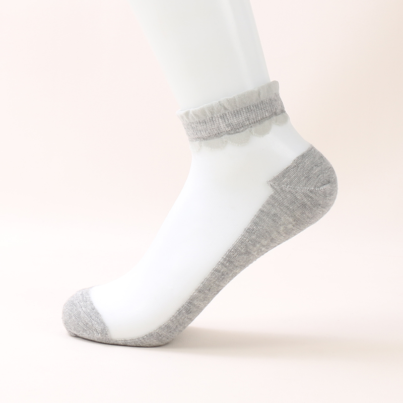 Sommer heißer Verkauf unsichtbare bunte Mode Kristall Seide Low Cut Frauen transparente Socken