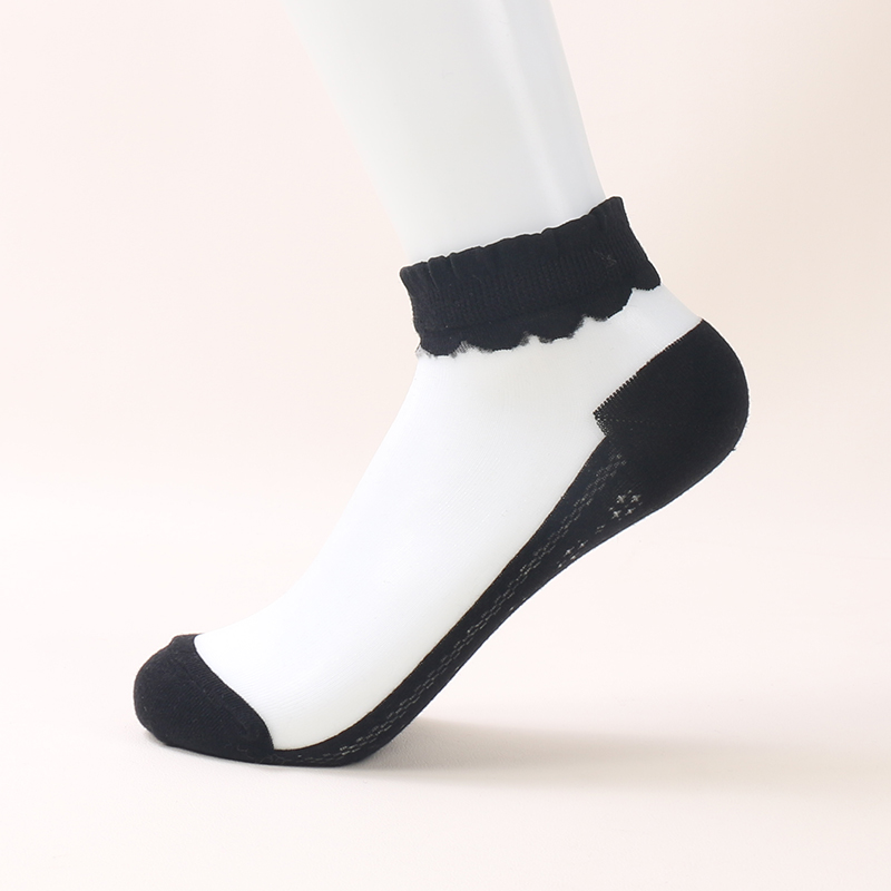 Sommer heißer Verkauf unsichtbare bunte Mode Kristall Seide Low Cut Frauen transparente Socken