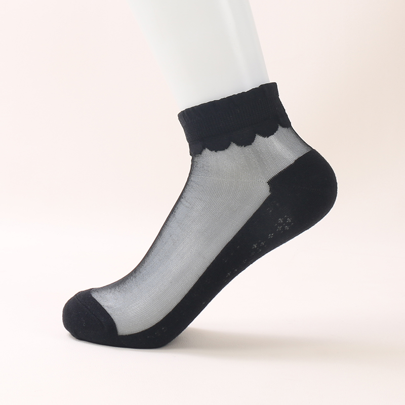 Sommer heißer Verkauf unsichtbare bunte Mode Kristall Seide Low Cut Frauen transparente Socken