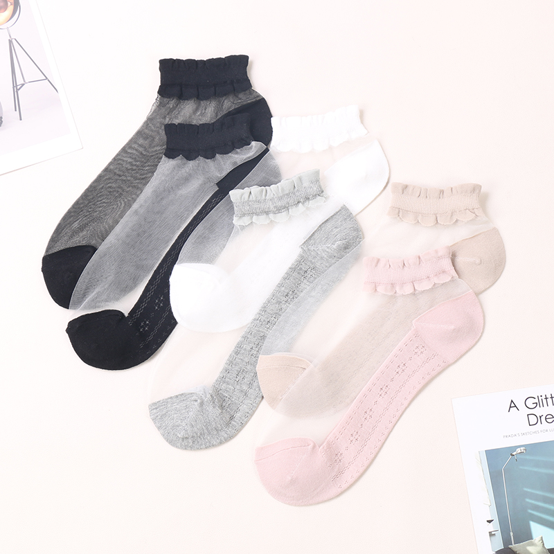 Sommer heißer Verkauf unsichtbare bunte Mode Kristall Seide Low Cut Frauen transparente Socken