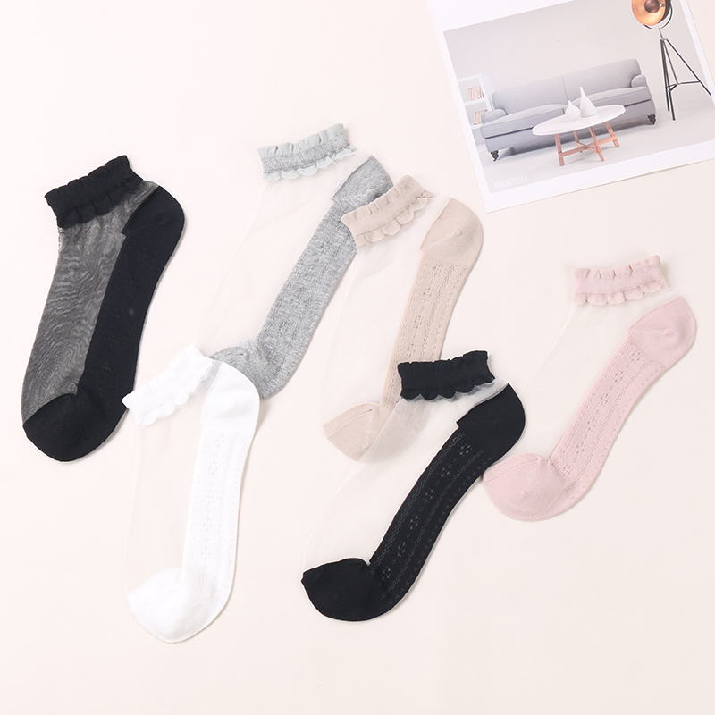 Sommer heißer Verkauf unsichtbare bunte Mode Kristall Seide Low Cut Frauen transparente Socken