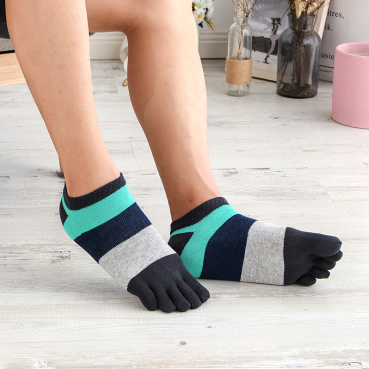 Zehensocken, gestreift, fünf Finger, sportlich, Baumwolle, für Herren, zum Laufen, 5 Zehensocken für Herren