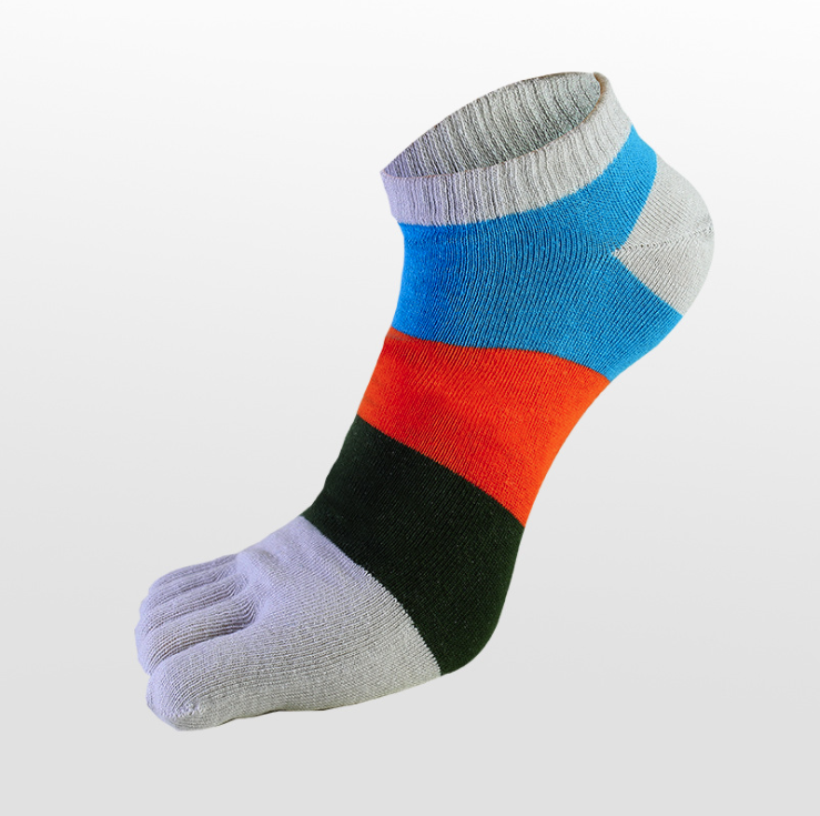 Zehensocken, gestreift, fünf Finger, sportlich, Baumwolle, für Herren, zum Laufen, 5 Zehensocken für Herren