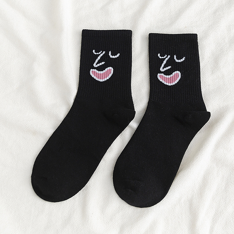 Benutzerdefinierte Tube Cute Fall Happy Neuheit Lustige Baumwolle Einzigartige Smile Crew Socken Unisex