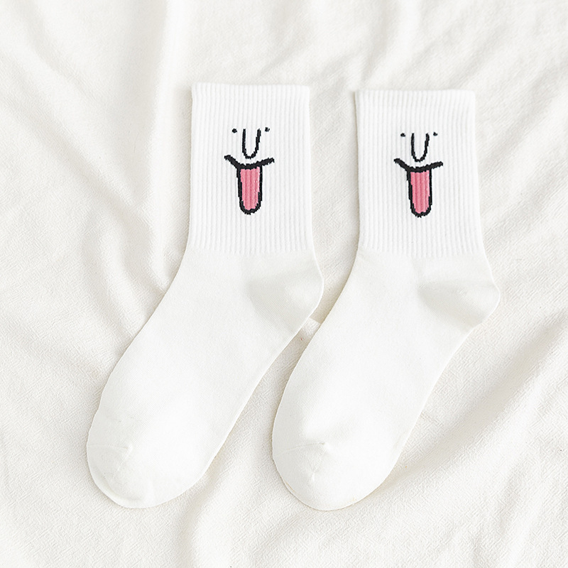 Benutzerdefinierte Tube Cute Fall Happy Neuheit Lustige Baumwolle Einzigartige Smile Crew Socken Unisex