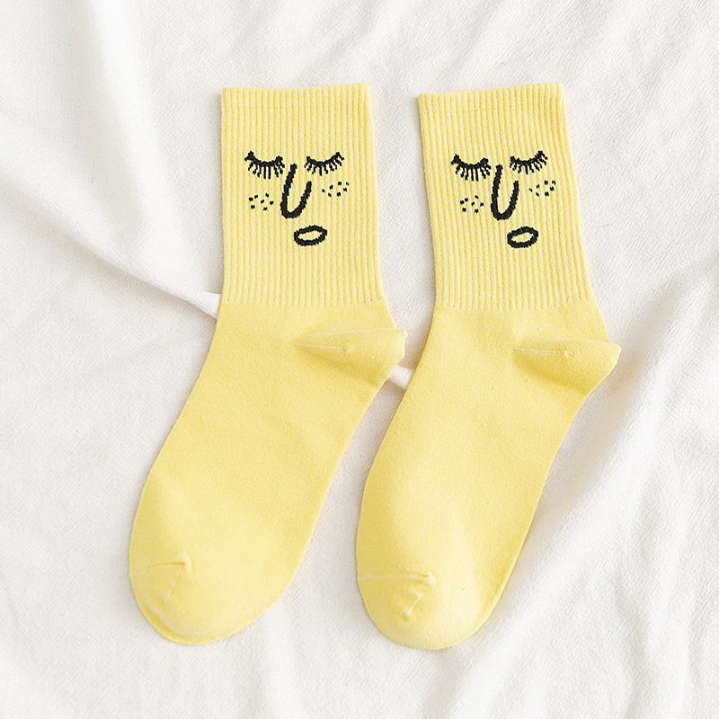 Benutzerdefinierte Tube Cute Fall Happy Neuheit Lustige Baumwolle Einzigartige Smile Crew Socken Unisex