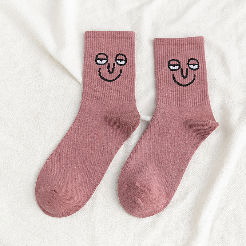 Benutzerdefinierte Tube Cute Fall Happy Neuheit Lustige Baumwolle Einzigartige Smile Crew Socken Unisex