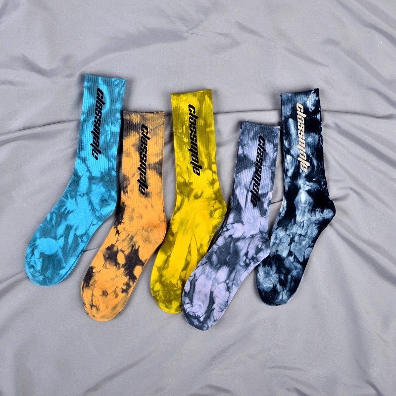 Mode Tie Dye Personalisierte Sox Jacquard Oem Crew Street Sport Männer Drucken Designer Logo Individuelle Socken