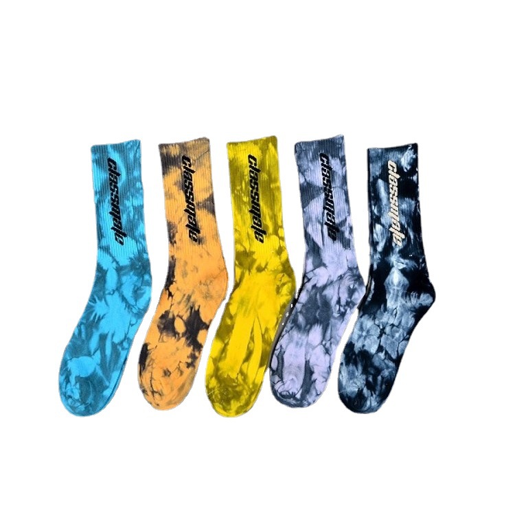 Mode Tie Dye Personalisierte Sox Jacquard Oem Crew Street Sport Männer Drucken Designer Logo Individuelle Socken