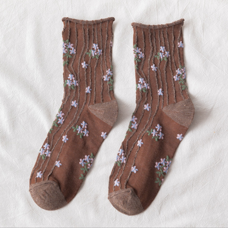 Kawaii Socken Koreanischer Stil Frühling Floral Süßes Mädchen Damen Blume Niedliche Korea Damen Baumwollsocken