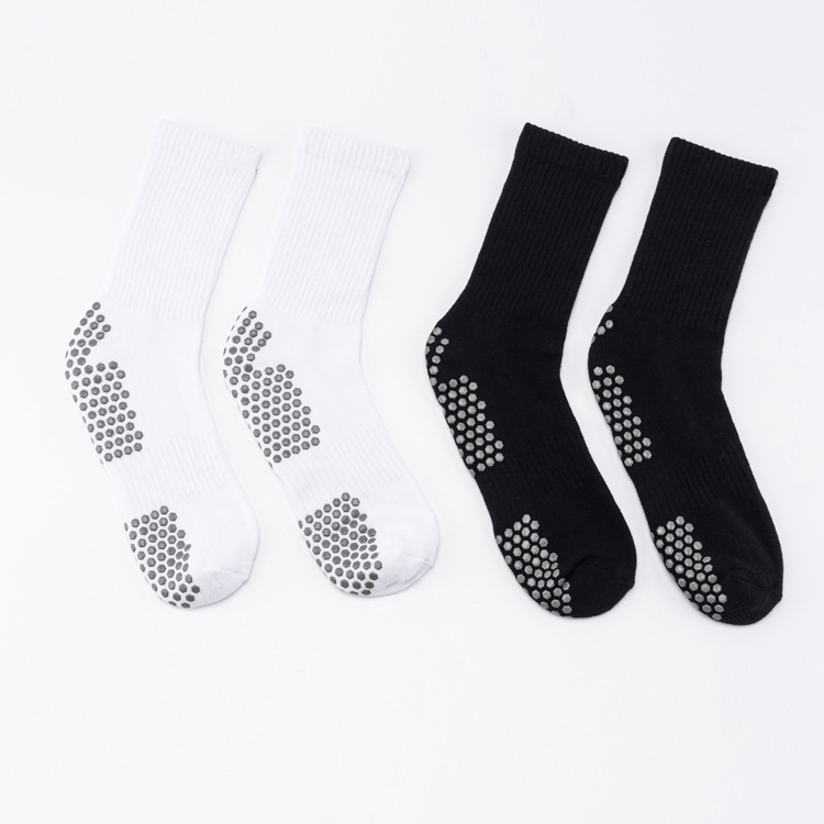 Benutzerdefinierte Logo Grip Socke Anti-Rutsch-Silikon-Baumwoll-Frottee-Sportsocken Fußball für Männer